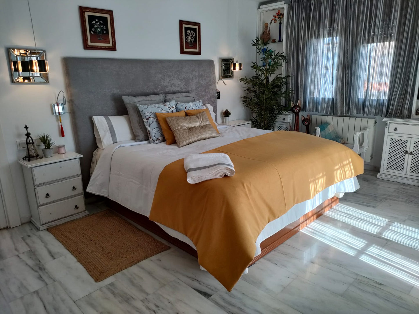 Conjunto de Cama Hecho a mano - Flor de Almendro - Azul