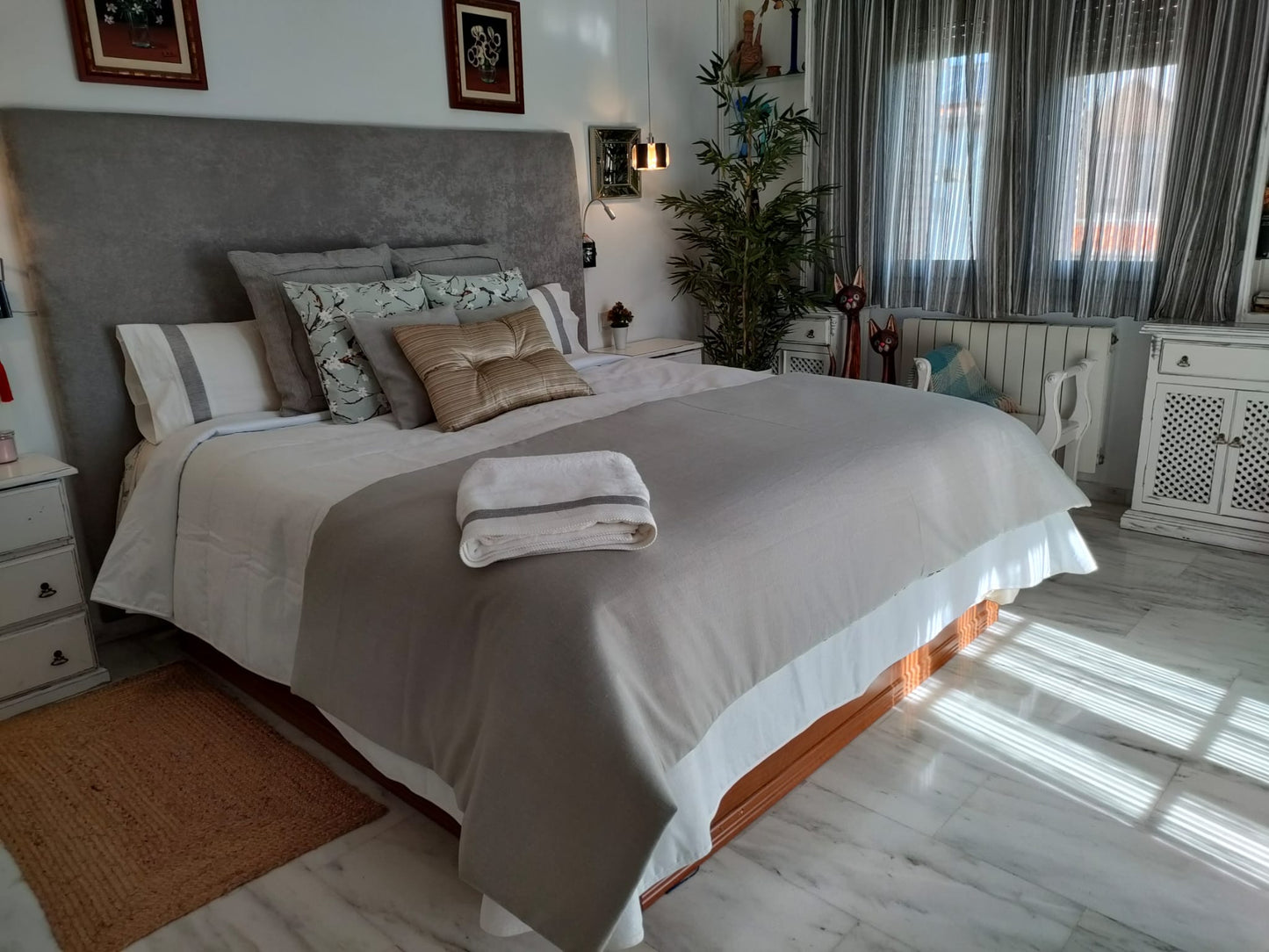 Conjunto de Cama Hecho a mano - Flor de Almendro - Verde Agua